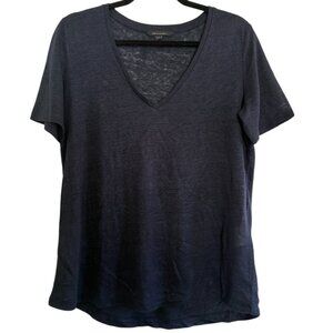 Banana Republic Dark Gray 100% Linen V-Neck Short Sleeve T-Shirt - Large